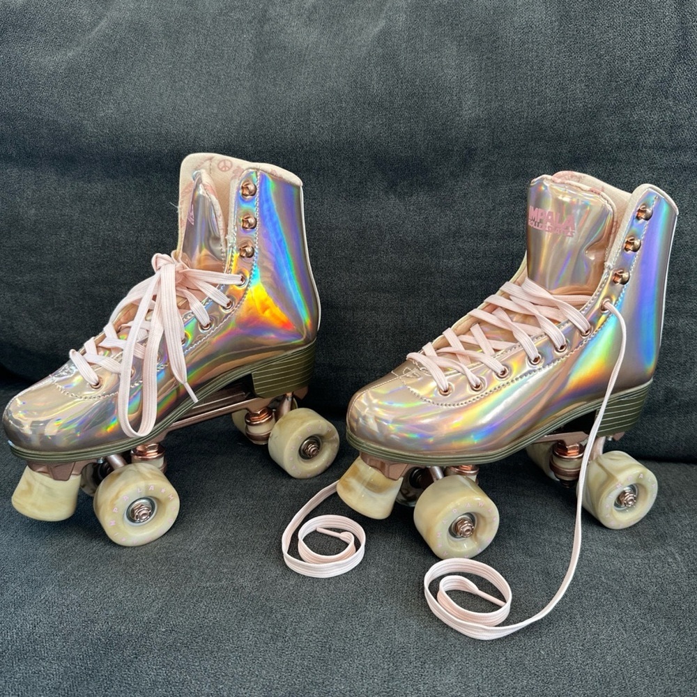 IMPALA Holographic Roller Skates, Marawa Pink Rose Gold Retro Disco Y2K - Size 8 - Picture 2 of 15